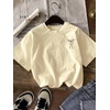 image:imageRoseSeek Girls Bowknot Letter Graphic Tshirt Short Sleeve Crew Neck Cute Summer Tee TopsLight Yellow