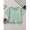 image:imageRoseSeek Girls Bowknot Letter Graphic Tshirt Short Sleeve Crew Neck Cute Summer Tee TopsMedium Mint Green