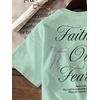 image:imageRoseSeek Girls Bowknot Letter Graphic Tshirt Short Sleeve Crew Neck Cute Summer Tee TopsMint Green