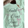 image:imageRoseSeek Girls Bowknot Letter Graphic Tshirt Short Sleeve Crew Neck Cute Summer Tee TopsMint Green