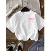 image:imageRoseSeek Girls Bowknot Letter Graphic Tshirt Short Sleeve Crew Neck Cute Summer Tee TopsWhite and Pink