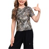 image:imageRoseSeek Girls Camo Print Short Sleeve Tee Shirt Crew Neck Summer Casual Tee TopsGreen