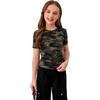 image:imageRoseSeek Girls Camo Print Short Sleeve Tee Shirt Crew Neck Summer Casual Tee TopsMulticolor