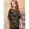 image:imageRoseSeek Girls Camo Print Short Sleeve Tee Shirt Crew Neck Summer Casual Tee TopsMulticolor Camo