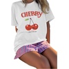 image:imageRoseSeek Girls Cherry Leopard Shirt Short Sleeve Loose Cute Summer T Shirt Trendy Aesthetic Baggy TopsCheetah White