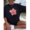 image:imageRoseSeek Girls Cherry Leopard Shirt Short Sleeve Loose Cute Summer T Shirt Trendy Aesthetic Baggy TopsFloral Black