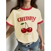 image:imageRoseSeek Girls Cherry Shirt Short Sleeve Colorblock Graphic Tees Cute Summer Shirts Y2k Aesthetic ClothesApricot