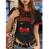 image:imageRoseSeek Girls Cherry Shirt Short Sleeve Colorblock Graphic Tees Cute Summer Shirts Y2k Aesthetic ClothesBlack and Red