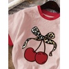 image:imageRoseSeek Girls Cherry Shirt Short Sleeve Colorblock Graphic Tees Cute Summer Shirts Y2k Aesthetic ClothesMulti Pink