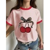 image:imageRoseSeek Girls Cherry Shirt Short Sleeve Colorblock Graphic Tees Cute Summer Shirts Y2k Aesthetic ClothesMulti Pink