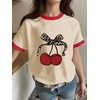 image:imageRoseSeek Girls Cherry Shirt Short Sleeve Colorblock Graphic Tees Cute Summer Shirts Y2k Aesthetic ClothesMulticolor