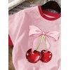 image:imageRoseSeek Girls Cherry Shirt Short Sleeve Colorblock Graphic Tees Cute Summer Shirts Y2k Aesthetic ClothesPink and Red