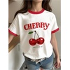 image:imageRoseSeek Girls Cherry Shirt Short Sleeve Colorblock Graphic Tees Cute Summer Shirts Y2k Aesthetic ClothesWhite