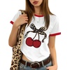 image:imageRoseSeek Girls Cherry Shirt Short Sleeve Colorblock Graphic Tees Cute Summer Shirts Y2k Aesthetic ClothesWhite and Red