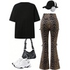 image:imageRoseSeek Girls Clothing Sets Number Graphic Short Sleeve Jersey Shirts and Bow Flare Leggings Y2K OutfitsMulticolor