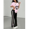 image:imageRoseSeek Girls Clothing Sets Number Graphic Short Sleeve Jersey Shirts and Bow Flare Leggings Y2K OutfitsMulticolor Pink