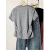 image:imageRoseSeek Girls Cute Sequin Bow Tops Ruched Short Sleeve Crew Neck Slim Fit T ShirtsBow Grey