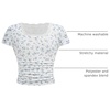 image:imageRoseSeek Girls Ditsy Floral Print Lace T Shirt Short Sleeve Ribbed Ruched Cute Tee Shirts Summer TopsBlue