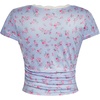 image:imageRoseSeek Girls Ditsy Floral Print Lace T Shirt Short Sleeve Ribbed Ruched Cute Tee Shirts Summer TopsLight Blue