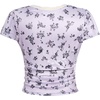 image:imageRoseSeek Girls Ditsy Floral Print Lace T Shirt Short Sleeve Ribbed Ruched Cute Tee Shirts Summer TopsLight Grey