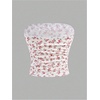 image:imageRoseSeek Girls Ditsy Floral Strapless Tube Top Cute Sleeveless Ruched Ribbed Bandeau TopsFloral Red