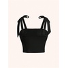 image:imageRoseSeek Girls Elegant Tie Shoulder Tank Top Sleeveless Ruched Summer Crop TopsBlack