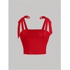 image:imageRoseSeek Girls Elegant Tie Shoulder Tank Top Sleeveless Ruched Summer Crop TopsRed