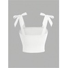 image:imageRoseSeek Girls Elegant Tie Shoulder Tank Top Sleeveless Ruched Summer Crop TopsWhite