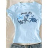 image:imageRoseSeek Girls Floral Graphic Crop Tops Tees Short Sleeve Crewneck Cute Slim Fit T Shirt Summer TopsBlue
