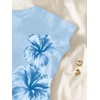 image:imageRoseSeek Girls Floral Graphic Crop Tops Tees Short Sleeve Crewneck Cute Slim Fit T Shirt Summer TopsBlue White Pink