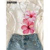 image:imageRoseSeek Girls Floral Graphic Crop Tops Tees Short Sleeve Crewneck Cute Slim Fit T Shirt Summer TopsFloral White