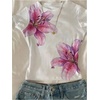 image:imageRoseSeek Girls Floral Graphic Crop Tops Tees Short Sleeve Crewneck Cute Slim Fit T Shirt Summer TopsWhite Floral Pink