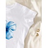 image:imageRoseSeek Girls Floral Graphic Crop Tops Tees Short Sleeve Crewneck Cute Slim Fit T Shirt Summer TopsWhite and Floral Blue