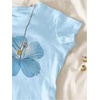 image:imageRoseSeek Girls Floral Hibiscus Graphic Tees Y2K Short Sleeve Crew Neck Casual Summer Tight ShirtBlue