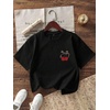 image:imageRoseSeek Girls Geometric Star Graphic Tee Tops Casual Summer Short Sleeve Crew Neck T ShirtCherry Black