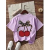 image:imageRoseSeek Girls Geometric Star Graphic Tee Tops Casual Summer Short Sleeve Crew Neck T ShirtCherry Purple