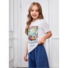 image:imageRoseSeek Girls Graphic Drop Shoulder Star Print Tee Tops Short Sleeve Crew Neck Summer ShirtsTree White