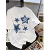 image:imageRoseSeek Girls Graphic Drop Shoulder Star Print Tee Tops Short Sleeve Crew Neck Summer ShirtsWhite
