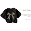 image:imageRoseSeek Girls Graphic Print Tee Shirt Round Neck Short Sleeve T Shirts Summer Cute Trendy TopsBlack Bow