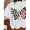 image:imageRoseSeek Girls Graphic Print Tee Shirt Round Neck Short Sleeve T Shirts Summer Cute Trendy TopsButterfly Floral White