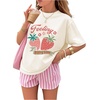 image:imageRoseSeek Girls Graphic Print Tee Shirt Round Neck Short Sleeve T Shirts Summer Cute Trendy TopsCute White