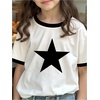 image:imageRoseSeek Girls Graphic Print Tee Shirt Round Neck Short Sleeve T Shirts Summer Cute Trendy TopsStar White