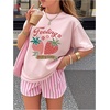 image:imageRoseSeek Girls Graphic Print Tee Shirt Round Neck Short Sleeve T Shirts Summer Cute Trendy TopsStrawberry Pink