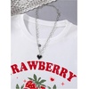 image:imageRoseSeek Girls Graphic Print Tee Shirt Round Neck Short Sleeve T Shirts Summer Cute Trendy TopsStrawberry White