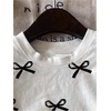 image:imageRoseSeek Girls Graphic Print Tee Shirt Round Neck Short Sleeve T Shirts Summer Cute Trendy TopsWhite Black Bow