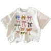 image:imageRoseSeek Girls Graphic Print Tee Shirt Round Neck Short Sleeve T Shirts Summer Cute Trendy TopsWhite Bow
