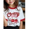 image:imageRoseSeek Girls Graphic Print Tee Shirt Round Neck Short Sleeve T Shirts Summer Cute Trendy TopsWhite Red