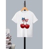 image:imageRoseSeek Girls Graphic Print Tee Shirt Round Neck Short Sleeve T Shirts Summer Cute Trendy TopsWhite With Cherry