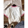 image:imageRoseSeek Girls Graphic Print Tee Shirt Round Neck Short Sleeve T Shirts Summer Cute Trendy TopsWhite With Pink