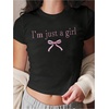 image:imageRoseSeek Girls Graphic Tee Crew Neck Letter Bow Print Crop Tops Casual Cute Short Sleeve T ShirtBlack